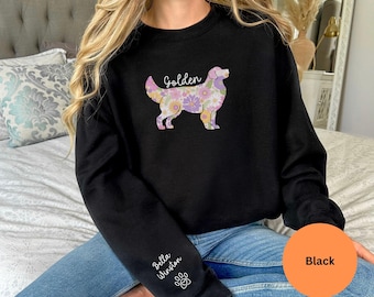 Personalized Floral Golden Retriever Sweatshirt, Dog Mom Gift