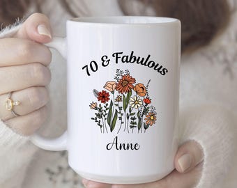 70th Birthday Coffee Mug 5, Personalized 70th Birthday Mug for women, funny 70th birthday mug, 70th milestone birthday gift, gift for 70th