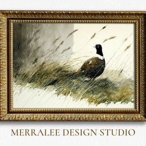 Ringneck Pheasant Watercolor Painting Digital Art Print | Downloadable Art | Vintage Printable Art | Home Decor | Wall Art