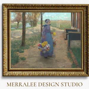 Vintage Malerei Blumenmädchen in Holland Digital Art Print | Herunterladbare Kunst | Druckbare Vintage Kunst | Wohndekor | Wandkunst