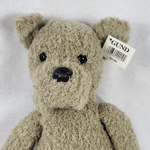 Prototipo de muestra de oso de peluche gris suave de GUND, Corea, 1996, 18 pulgadas.
