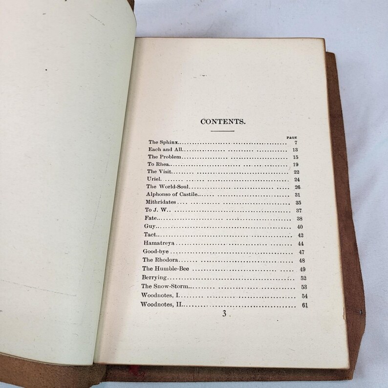 Ralph Waldo Emerson Poems Leather Hand Drawn Cover Hurst & Company 1908 image 4