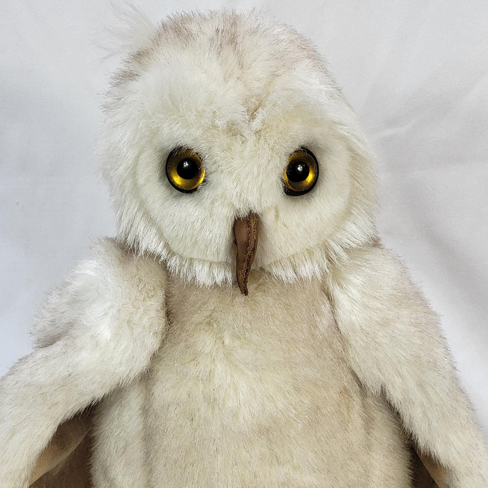 GUND Snowy Owl Plush White Gray Owlet Stuffed Toy Golden Eyes 1987 Vintage 5620