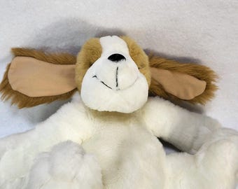 Russ Plush Dog White Brown Floppy Ears Stuffed Animal 12 Inch Vintage Toy