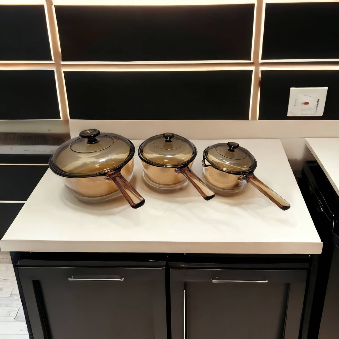 6pc Set of Vision Corning Ware Saucepans Pots With Lids Made Etsy