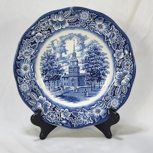 Liberty Blue Independence Hall Dinner Plate Staffordshire Ironstone England