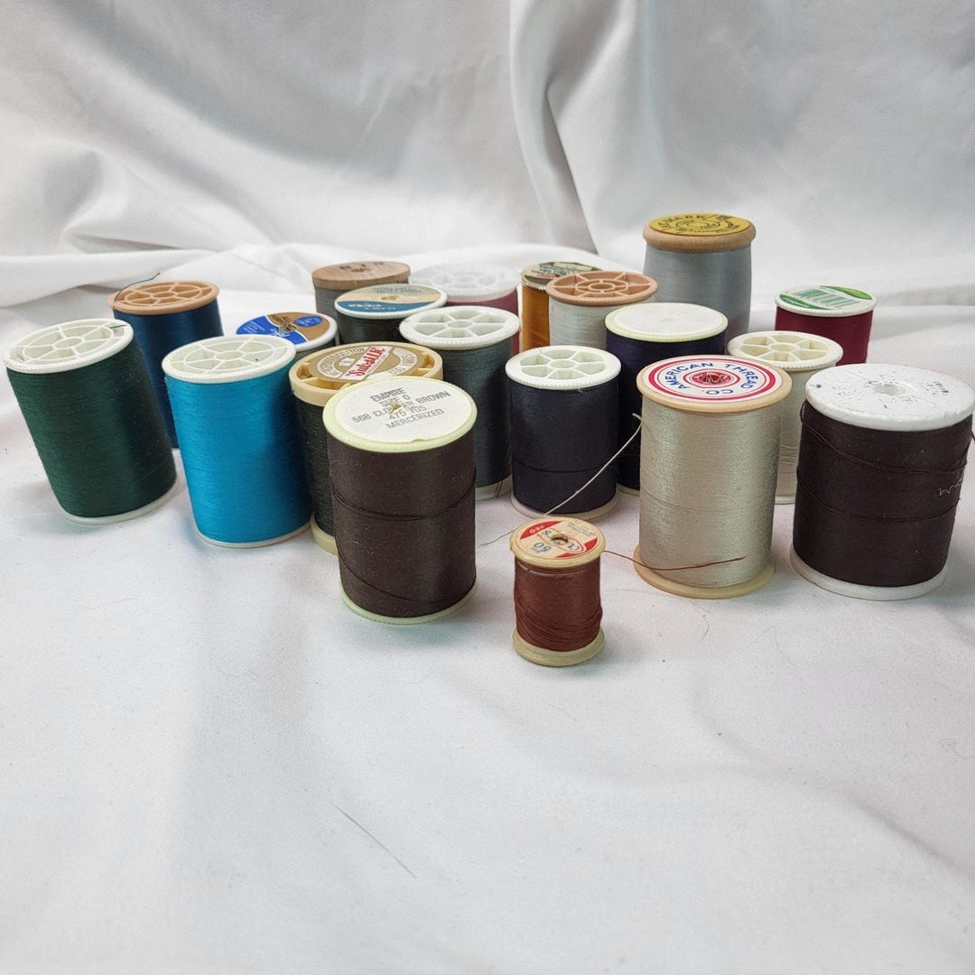 Vintage Sewing Thread Spools Lot – Rayon, Cotton & Polyester Mix – 20 ...