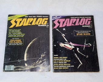 Starlog Magazine Lot 2 Hefte #7 Aug #13 Mai 1977 Star Wars Star Trek VTG Sci Fi