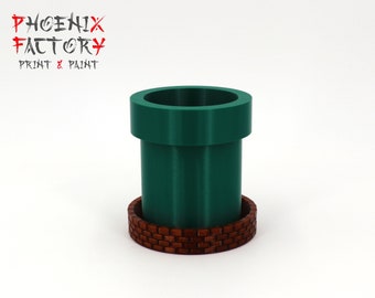 Mario Warp Pipe Plant Pot / Planter Mario Bros / Super Mario Pipe Planter with Brick Tray