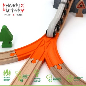 Holzbahngleis 3-spurige Y-Kreuzung / Holzbahngleis / Brio-Verlängerung / Imaginarium / Thomas / Lillabo / Melissa & Doug