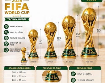 Réplique du trophée de la Coupe du monde | Récompense de football en soie d'or décoration de football |imprimée en 3D