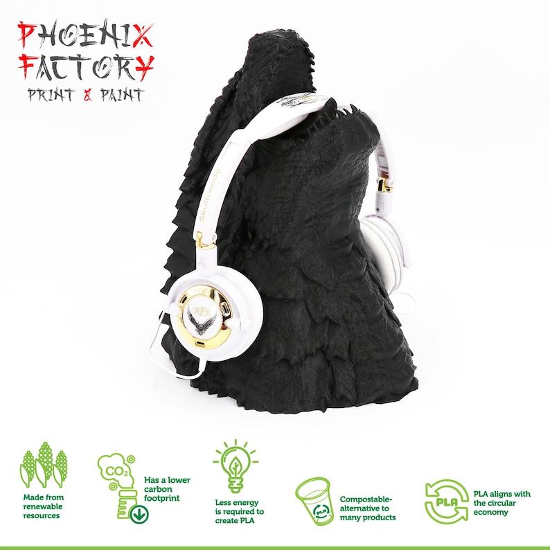 Godzilla Headphone Holder / Godzilla Bust / Godzilla Headphone Etsy UK