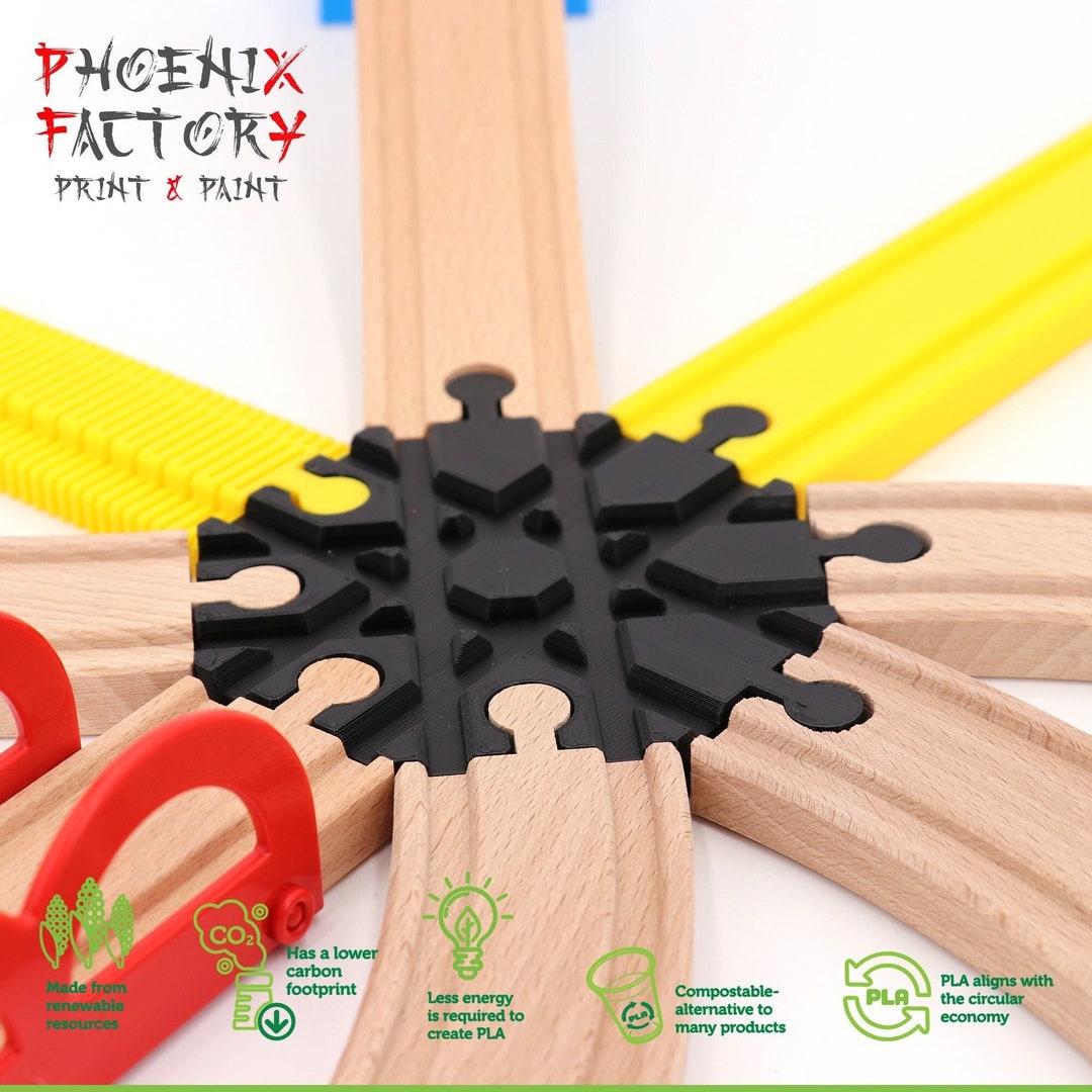 Intersezione A 3 Vie 120° Per Binari Treno In Legno - Compatibile Con BRIO, IKEA, Melissa & Doug, Stampata In 3D, PLA - 3