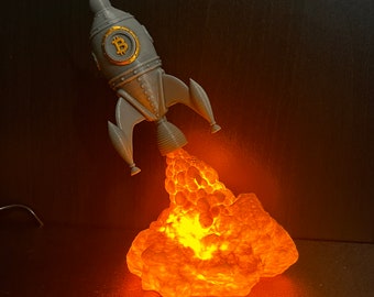 magnetic Bitcoin Rocket Lamp / Crypto Lover Gift / Handcrafted Desk Light / Rocket Lamp / Desk Lamp/ to the Moon