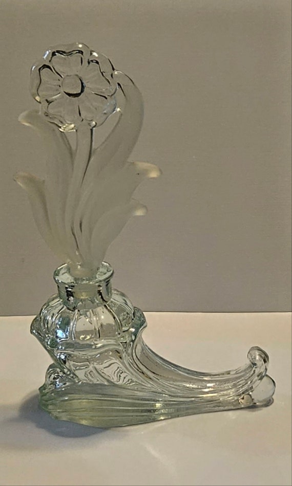 Blue Glass Cornucopia Perfume Bottle - image 4