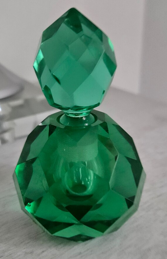 Emerald Green  Faceted Perfume Bottle - image 2