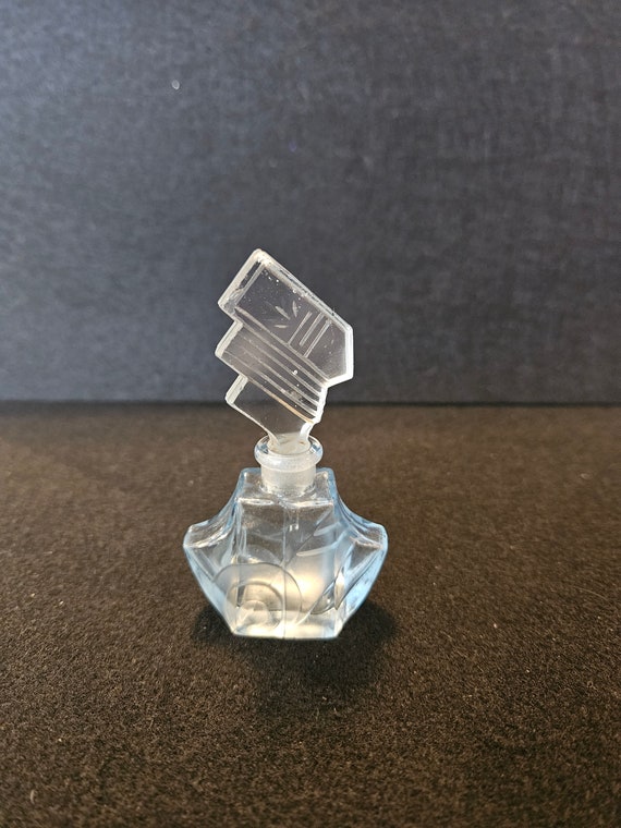 Light Blue Art Deco Perfume Bottle - image 4