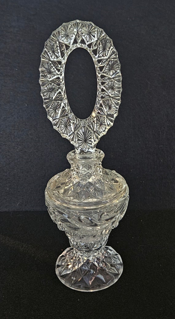 Large Vintage Clear Glass Perfume Bottle - image 4