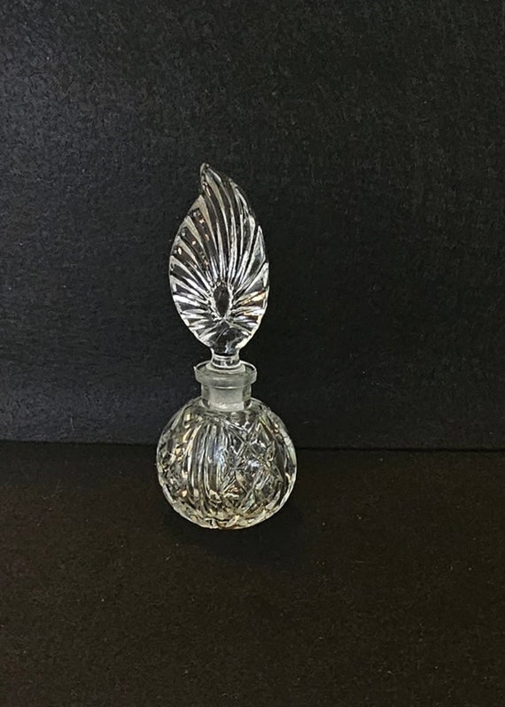 Feather Stopper Perfume Bottle Clear Glass