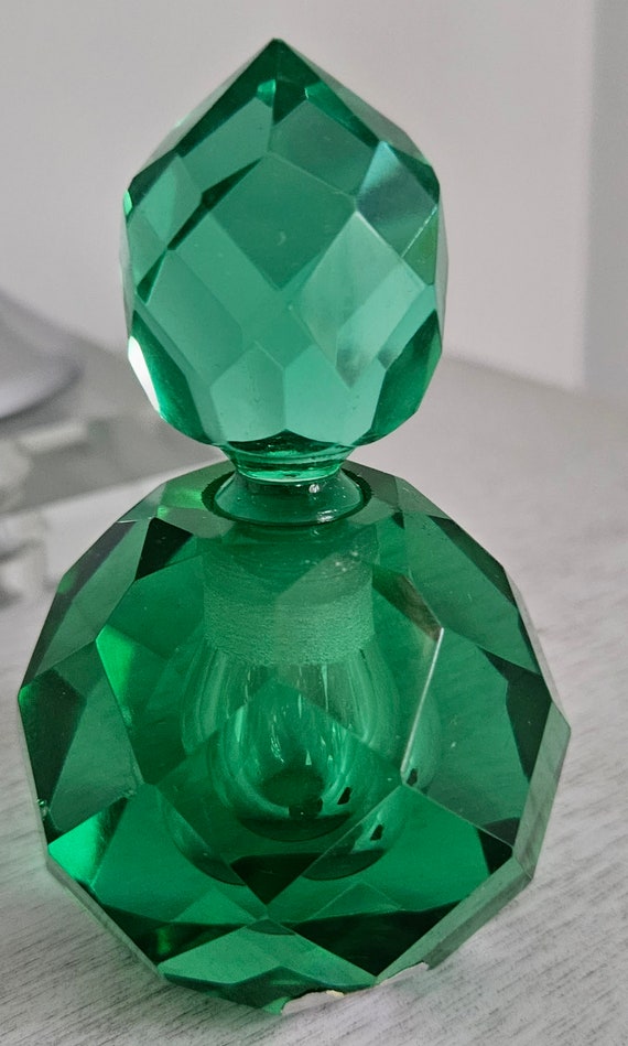 Emerald Green  Faceted Perfume Bottle - image 5