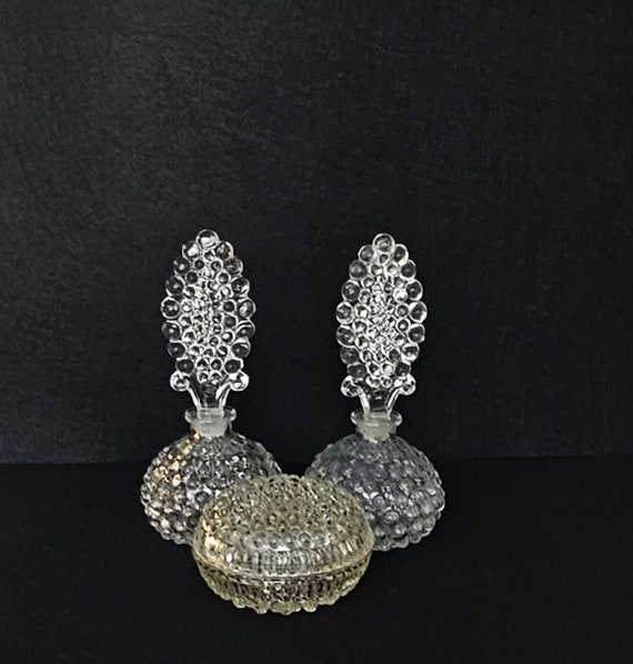 Hobnail Perfume Bottle Dresser Set - image 1