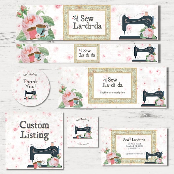 Customized Etsy Shop Set / Branding Kit ~ Sew La-di-da