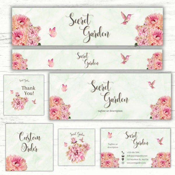 Customized Etsy Shop Set / Branding Kit ~ Secret Garden