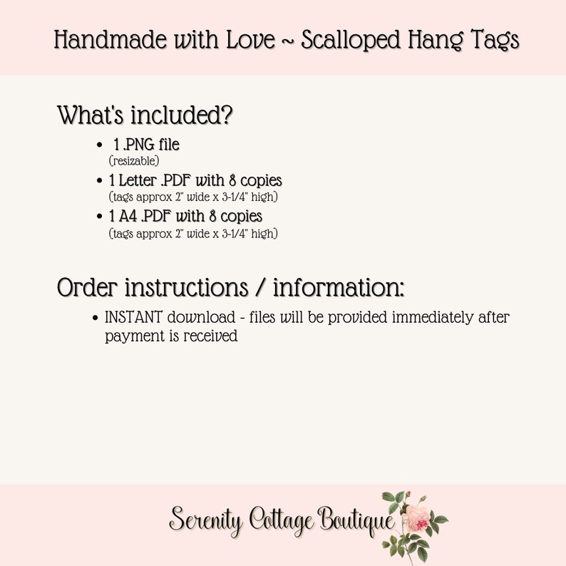 Handmade With Love Printable Scalloped Hang Tag lavender Polka Dot ...
