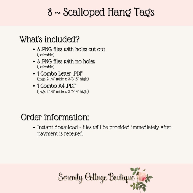 Shabby Chic Printable Scalloped Hang Tags - Etsy