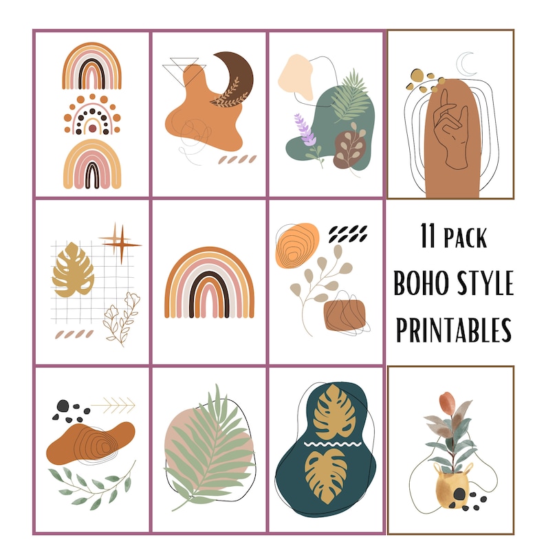 Digital Download 11 Printable BOHO Style Art Prints Four - Etsy