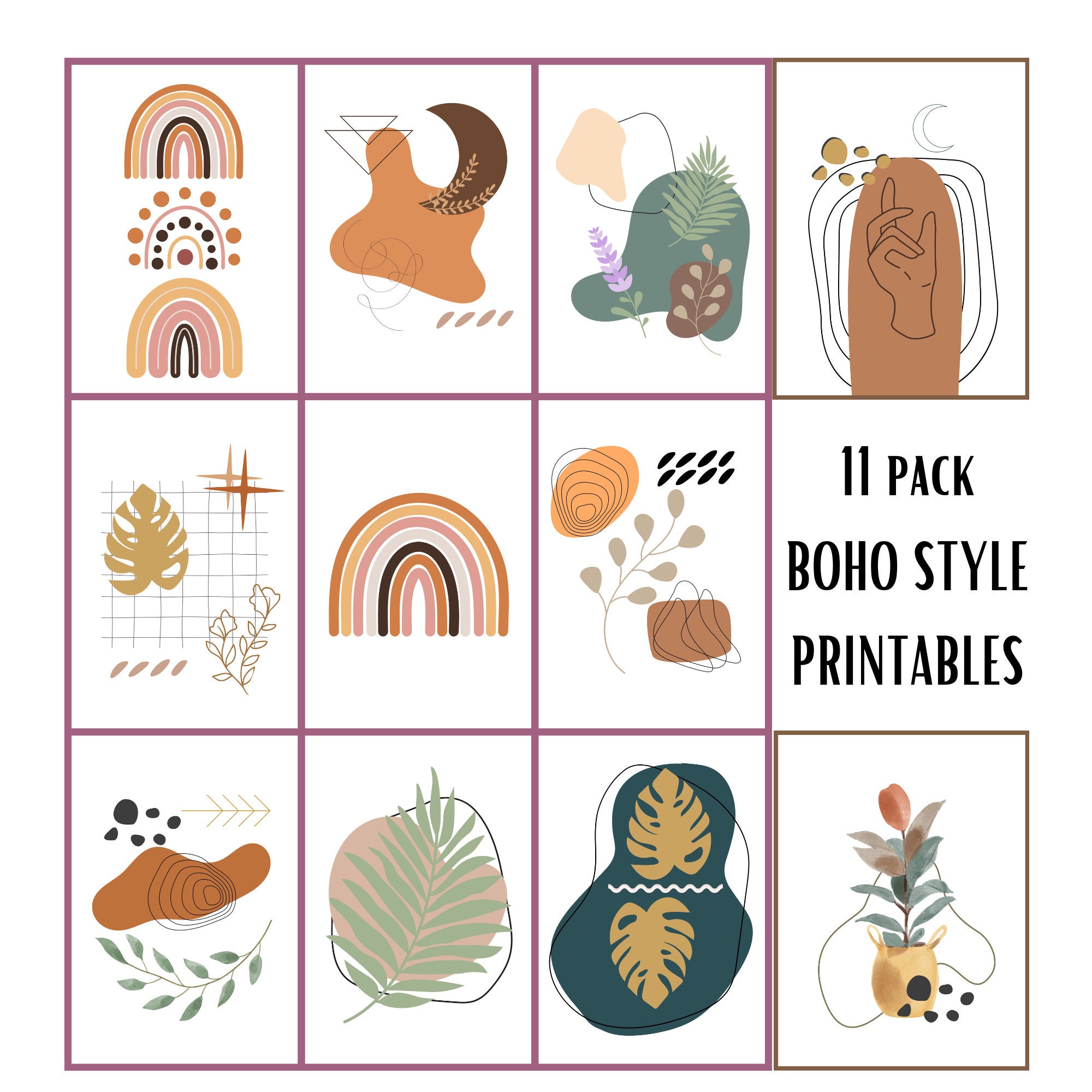Digital Download 11 Printable BOHO Style Art Prints Four - Etsy