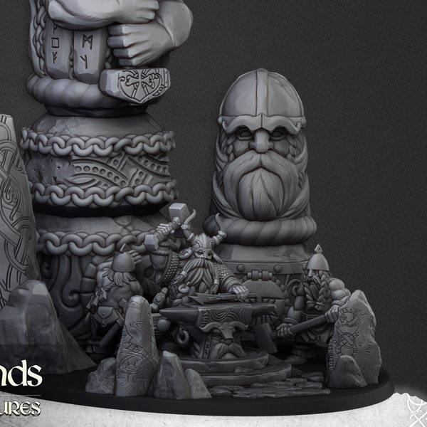 Dwarf Runemasters and Ancient Forge - Highlands Miniatures (Male/Female)