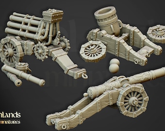 Empire Artillery, Great Cannon/Mortar/Volley gun - Highlands Miniatures - 28/32mm