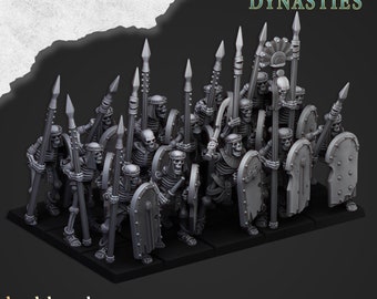 Ancient Skeleton Spearmen Regiment - Eternal Dynasties - Highlands Miniatures 28/32mm