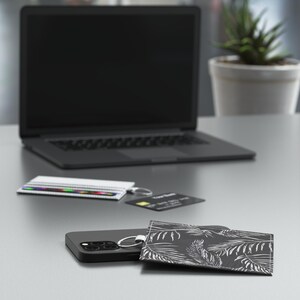 Tarjetero de piel saffiano Palms, diseño de palmera tropical, elegante billetera minimalista, tarjetero de piel vegana, regalo para ella.