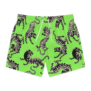 Zwembroek met neon tijgerprint, strandkleding, shorts voor poolparty's, vakantiebenodigdheden, zomerbadmode, unieke zwemshorts