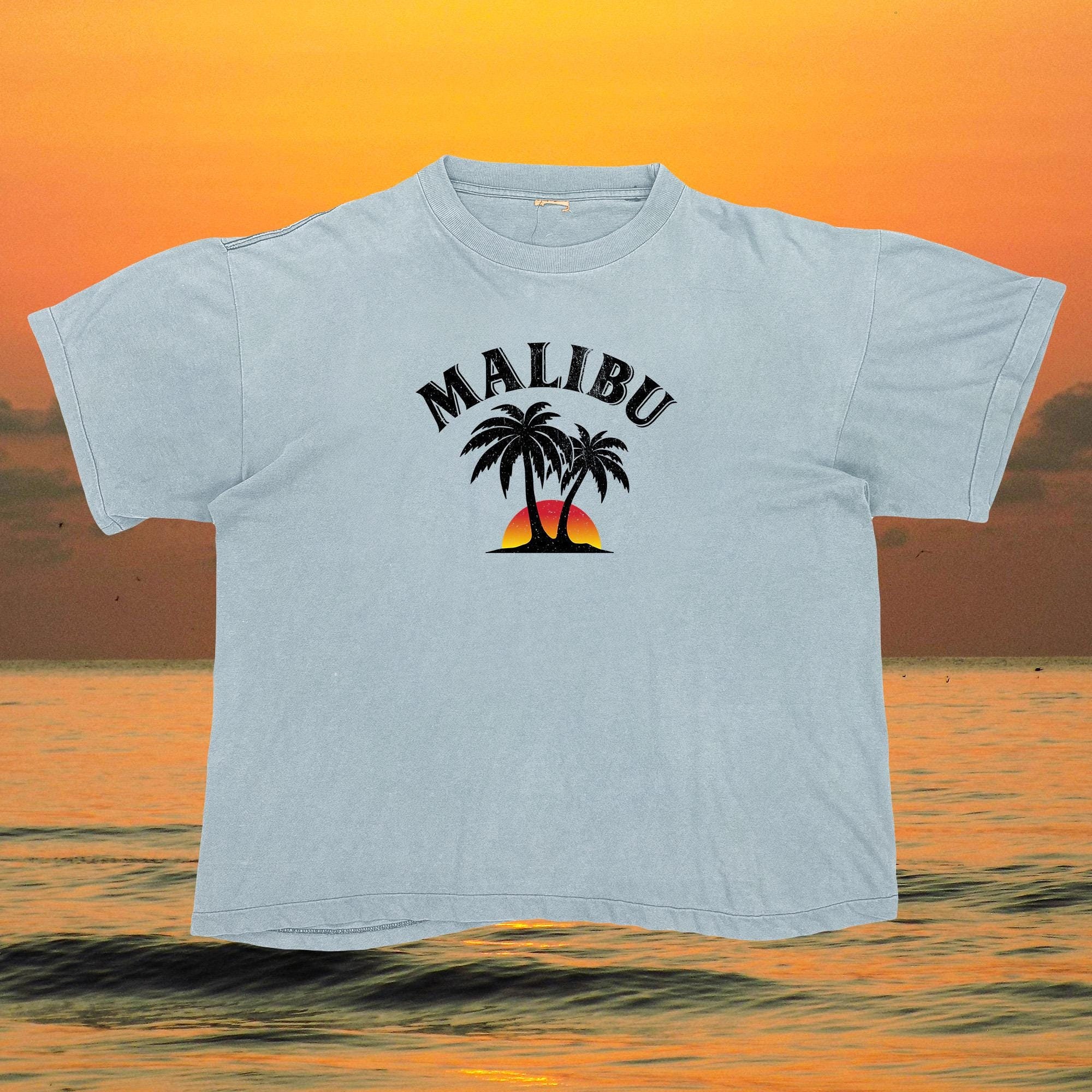 Vintage 90s Malibu grey cropped tee