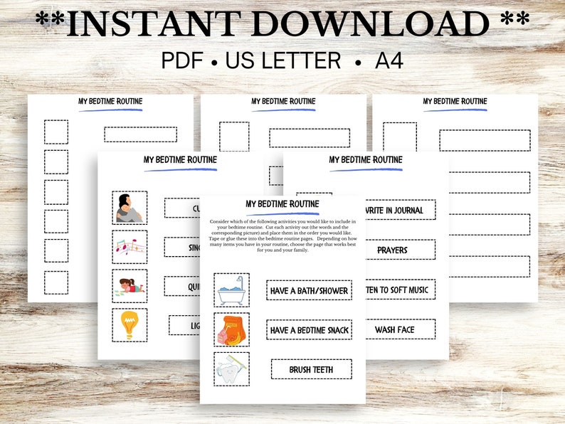 Bedtime Routine Daily Chart for Kids - Etsy