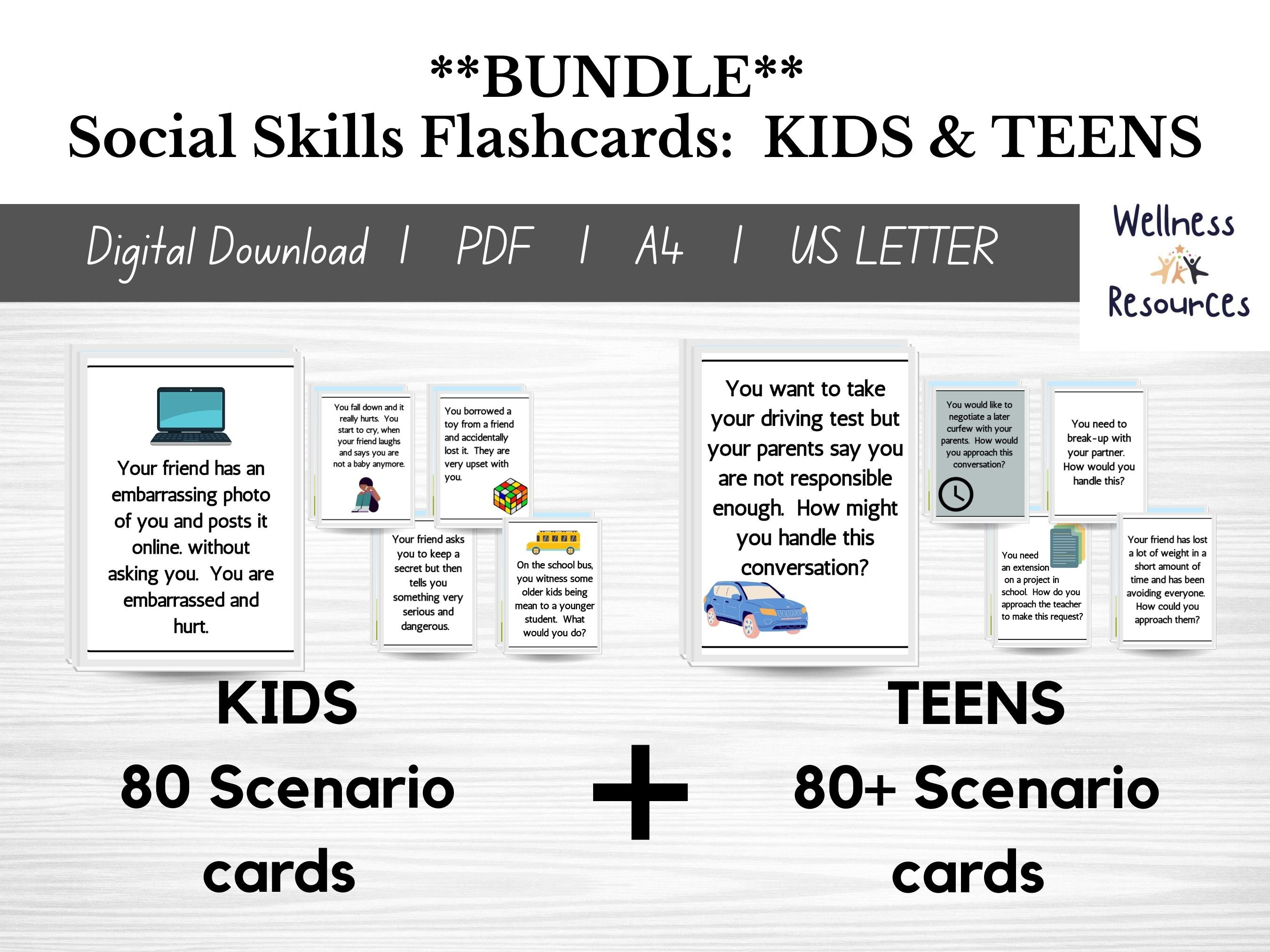 Social Skills Flashcards for Kids and Teens BUNDLE - Etsy