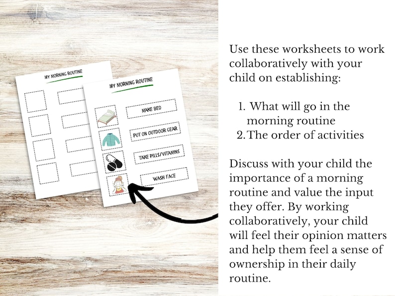 Morning Routine Worksheet for Kids - Etsy