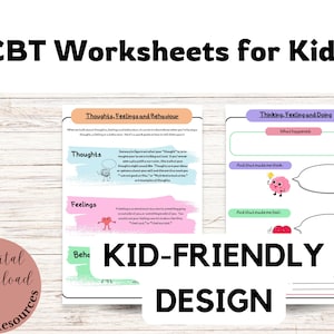 CBT Worksheet and Poster for Kids, Cognitive Behavioural Therapy, Counselling Resource