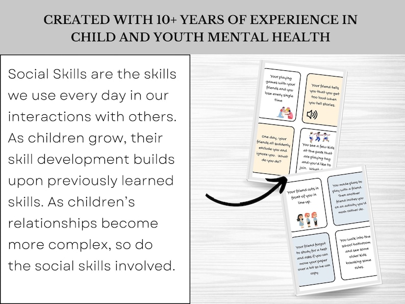 Social Skills Flashcards Role Play Scenarios for Kids (Instant Download