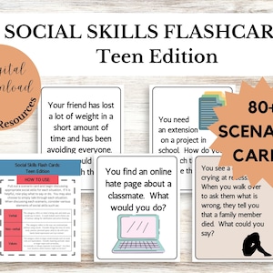 Flashcard sulle abilità sociali per adolescenti, scenari di giochi di ruolo