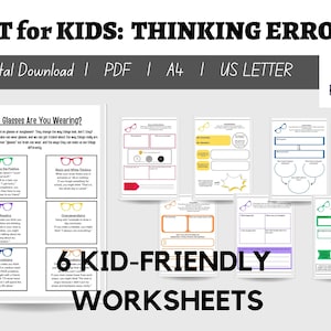 CBT for Kids, Thinking Errors Worksheets, Cognitive Distortions