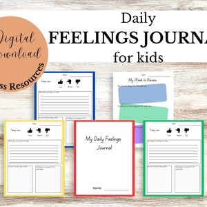 Diario de sentimientos para niños, Indicaciones diarias para la reflexión, Salud mental imprimible