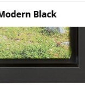 Frame Options for CANVAS PRINTS; Modern Black, Brown and White Float Frames