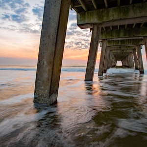 Tybee Island Fishing Pier, GA: carta, tela, metallo, stampa fotografica acrilica, decorazione da parete con paesaggio, grande arte da parete, decorazione da parete moderna naturale
