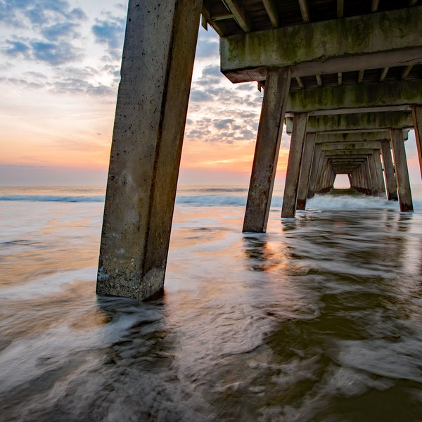 Tybee Island Fishing Pier, GA: Paper, Canvas, Metal, Acrylic Photo Print, Landscape Wall Décor, Large Wall Art, Nature Modern Wall Décor