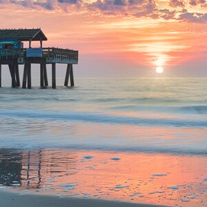 Tybee Island Fishing Pier, GA: carta, tela, metallo, stampa fotografica acrilica, decorazione da parete con paesaggio, grande arte da parete, decorazione da parete moderna naturale