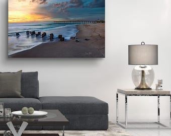 Carolina Beach Pier: Paper, Canvas, Metal, Acrylic Photo Print, Landscape Wall Décor, Large Wall Art, Modern Wall Décor